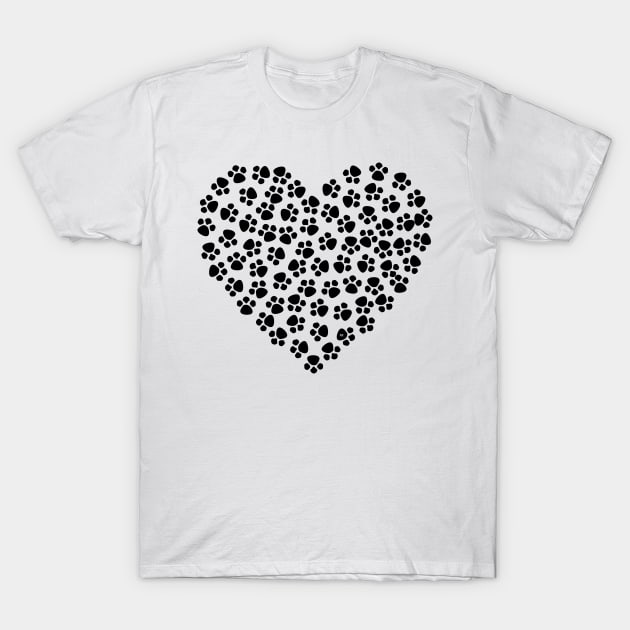 CAT PAWS HEART Black Cat Lovers T-Shirt by Rightshirt